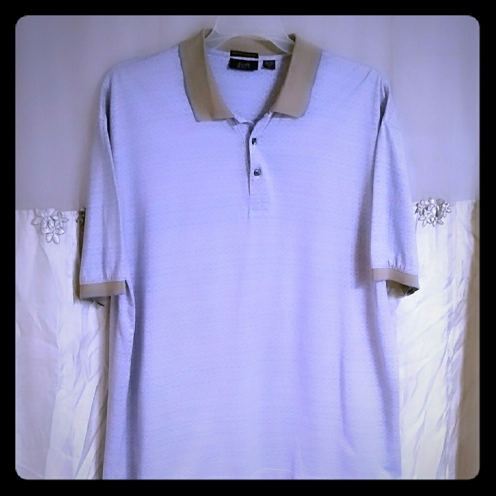 Tasso Elba L polo golf shirt light blue and tan